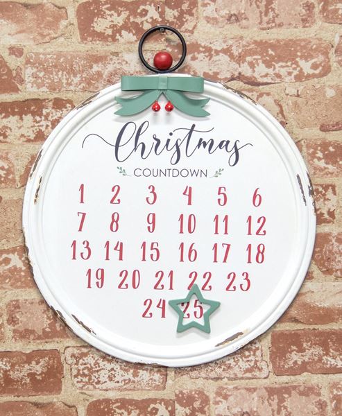 Distressed Christmas Bulb Countdown Calendar w/Star Magnet