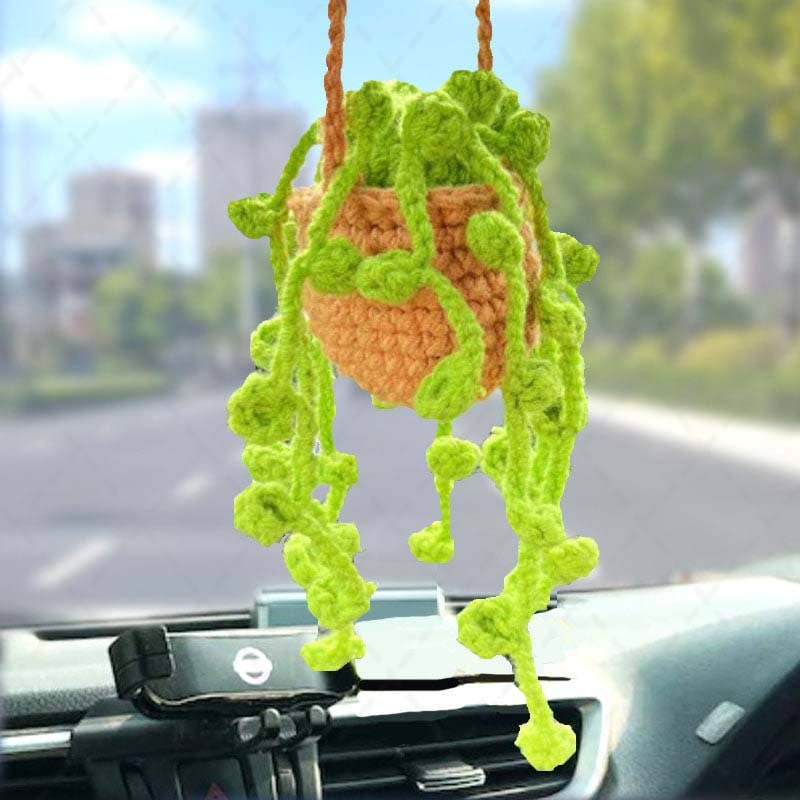 Crochet Succulent Car Plant Hanging, Women Car Accessories: Green