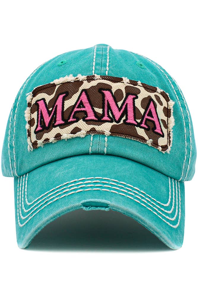 MAMA Leopard Vintage Baseball Cap: Black