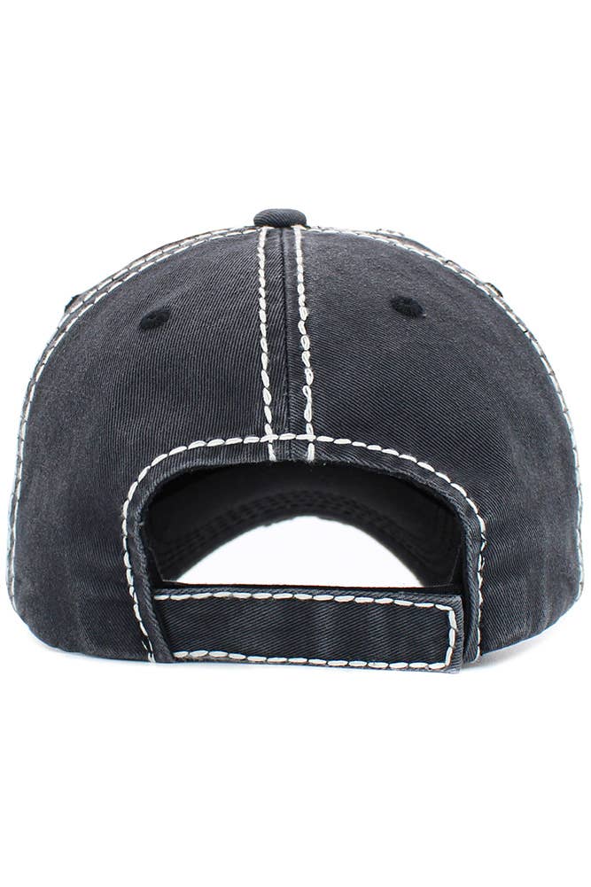 JUST ANOTHER MANIC MOM-DAY Washed Vintage Ball Cap: Black