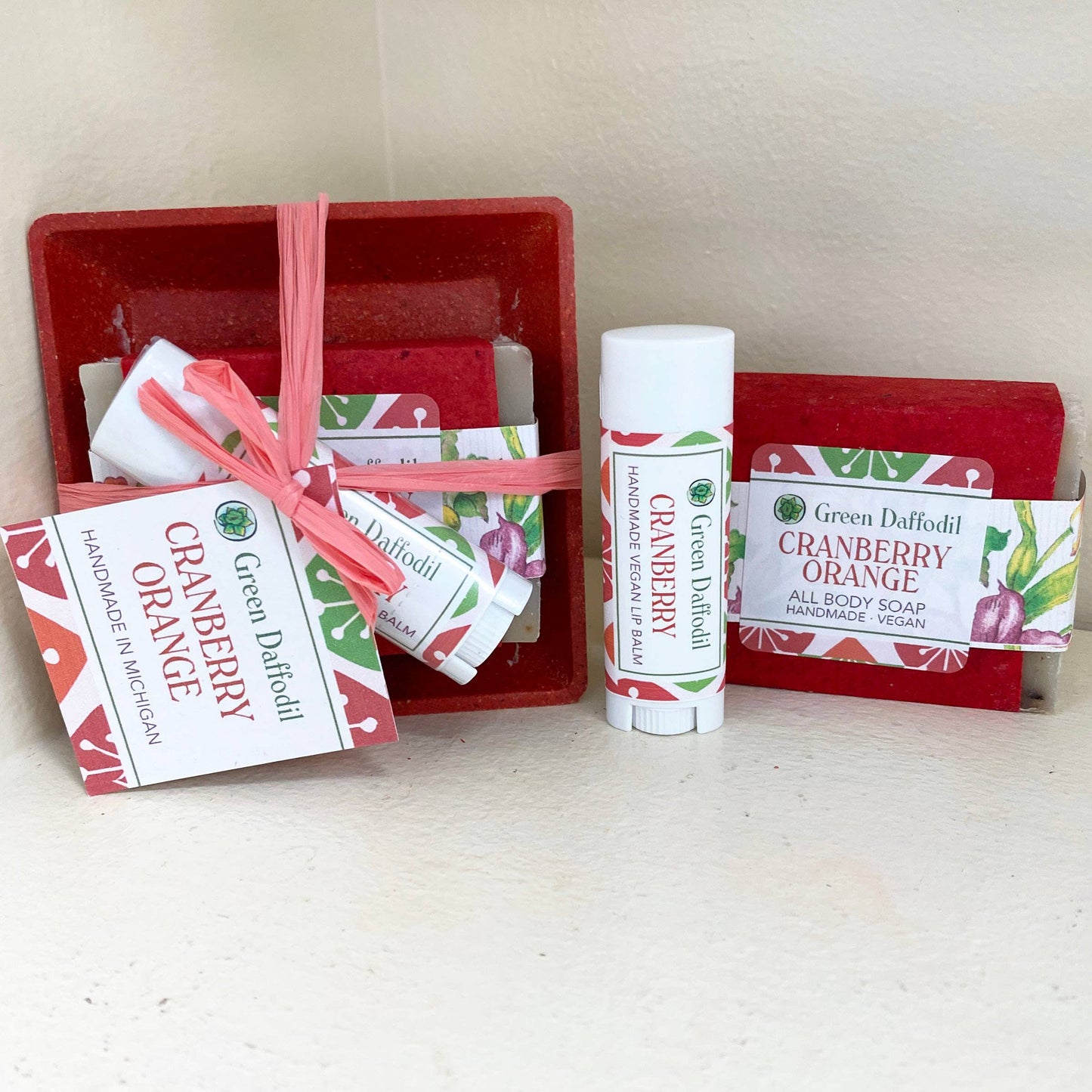 Cranberry Orange  Soap & Lip Balm Dish Kit - Gift Set