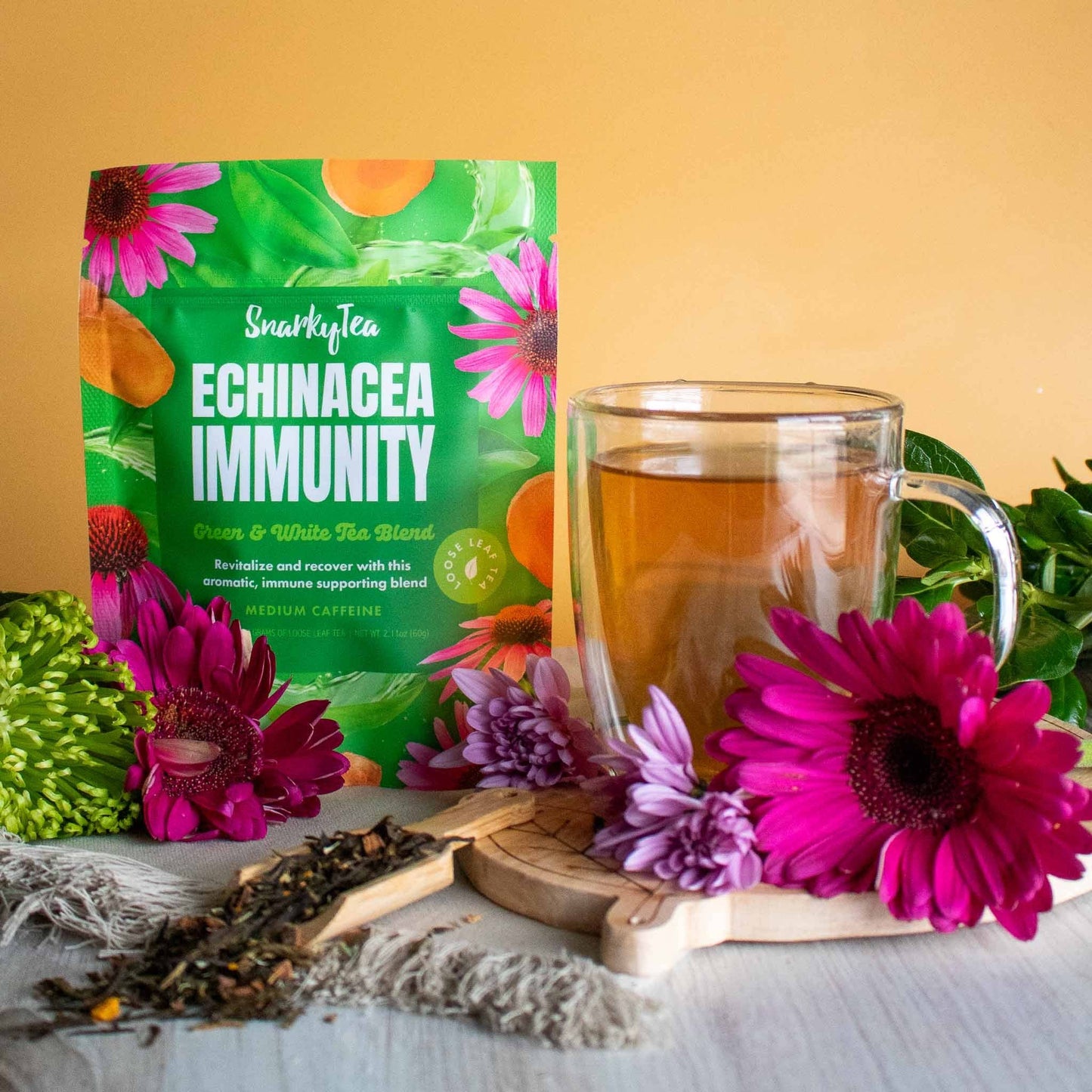 Echinacea Immunity Green & White Tea Blend: 60 Grams - Full Sized