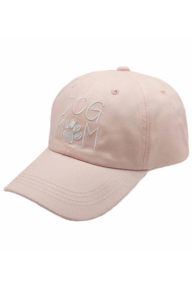 DOG MOM Baseball Cap: Pink