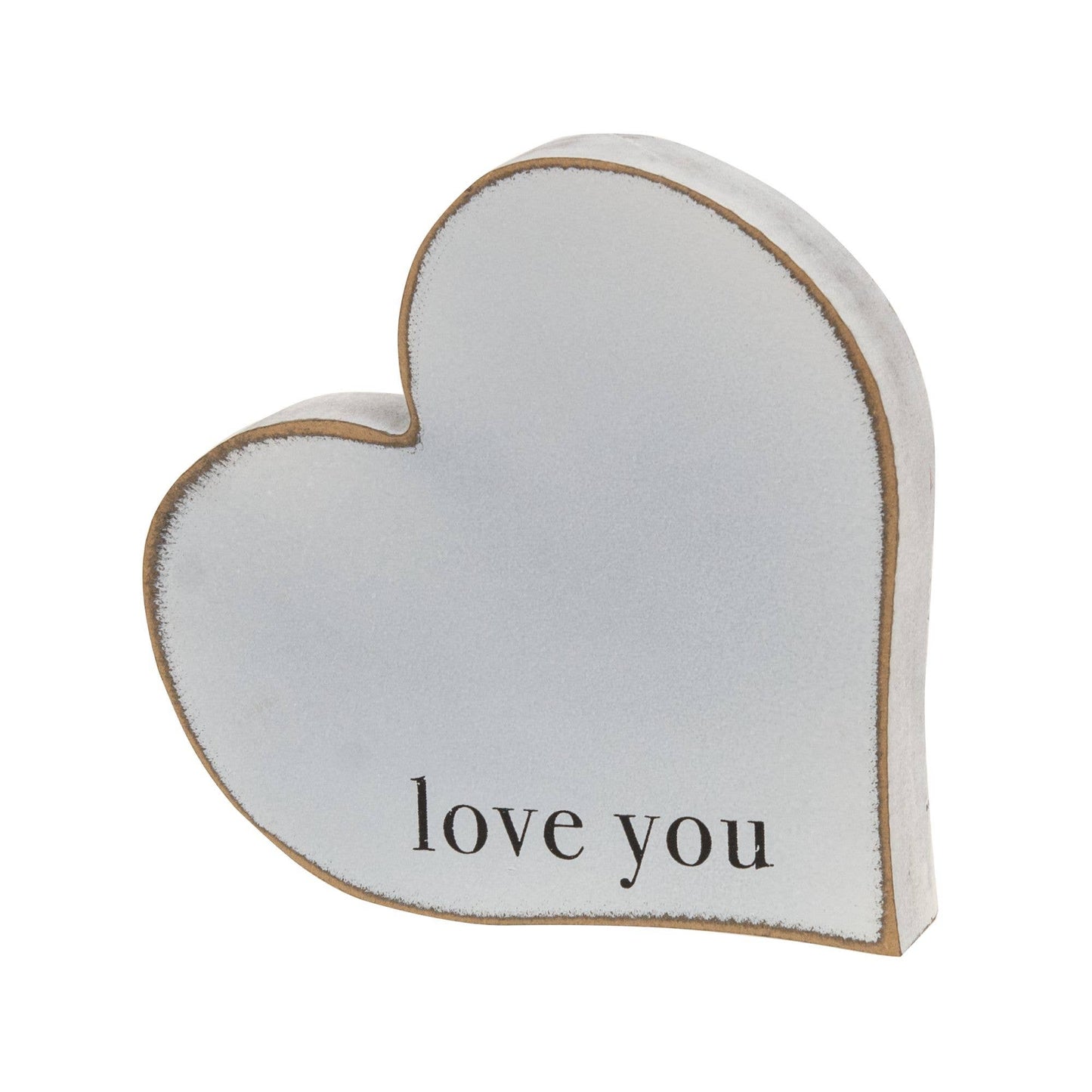 Love You More Distressed Chunky Hearts Set of 2