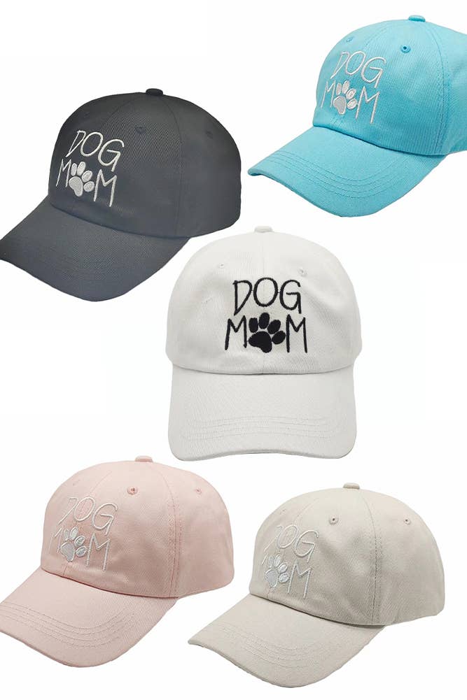 DOG MOM Baseball Cap: Pink