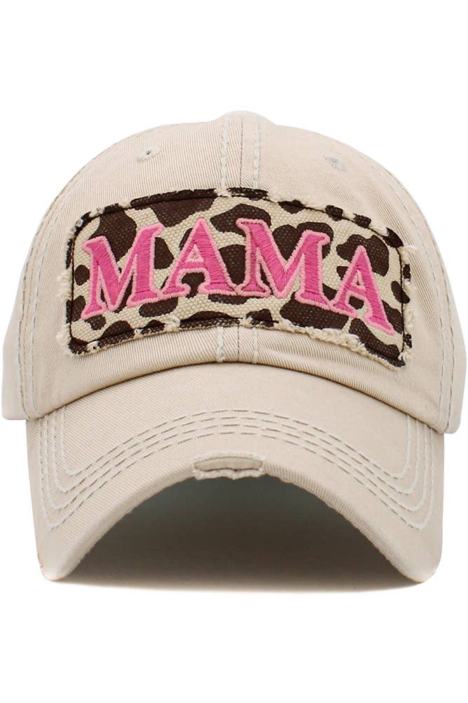 MAMA Leopard Vintage Baseball Cap: Black