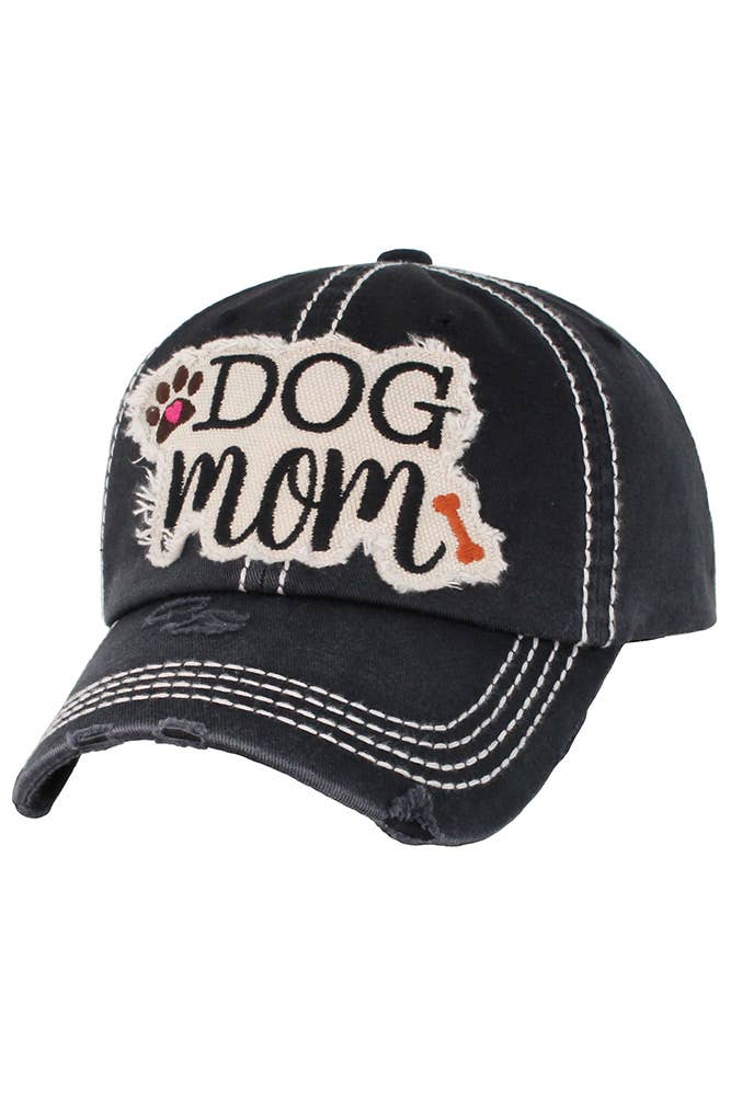 Dog Mom Vintage Baseball Cap: Hot Pink