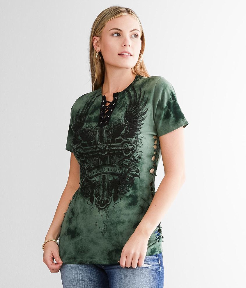 MOONLIT CROSS LACE-UP TEE