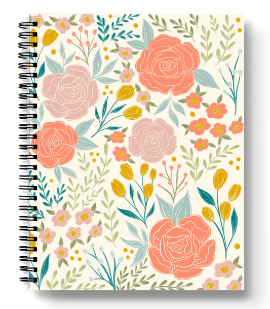 PEONIES AND TULIPS SPIRAL LINED NOTEBOOK