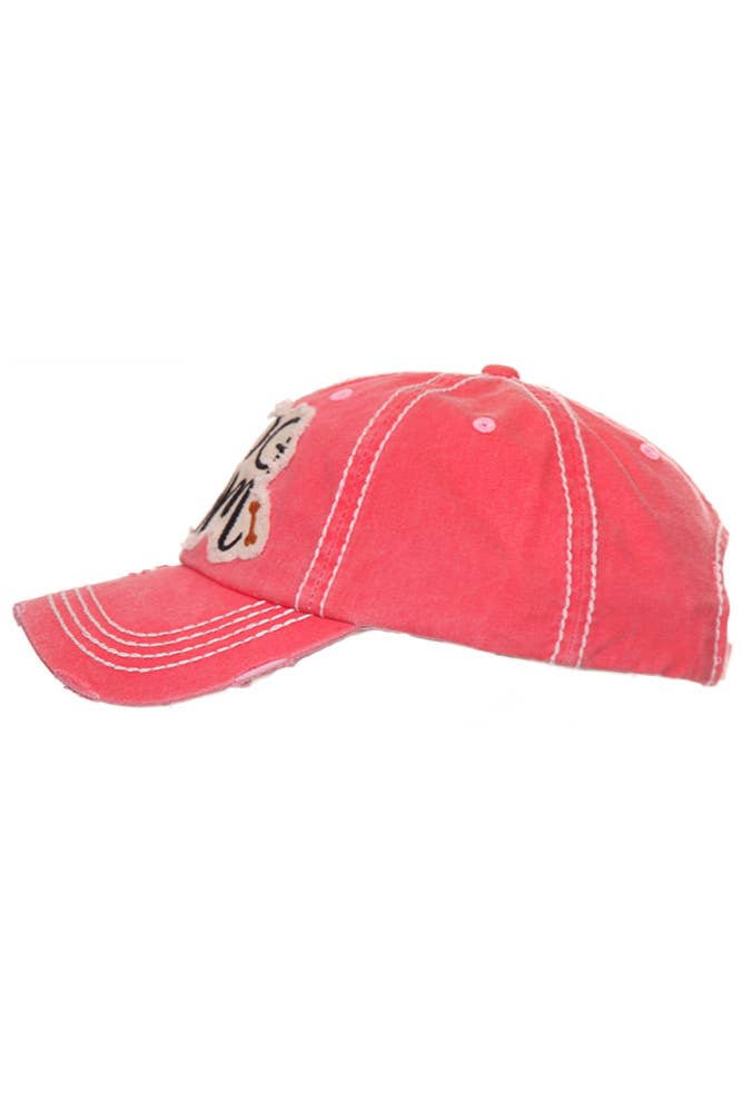 Dog Mom Vintage Baseball Cap: Hot Pink