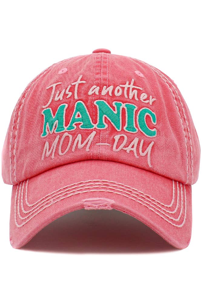 JUST ANOTHER MANIC MOM-DAY Washed Vintage Ball Cap: Black