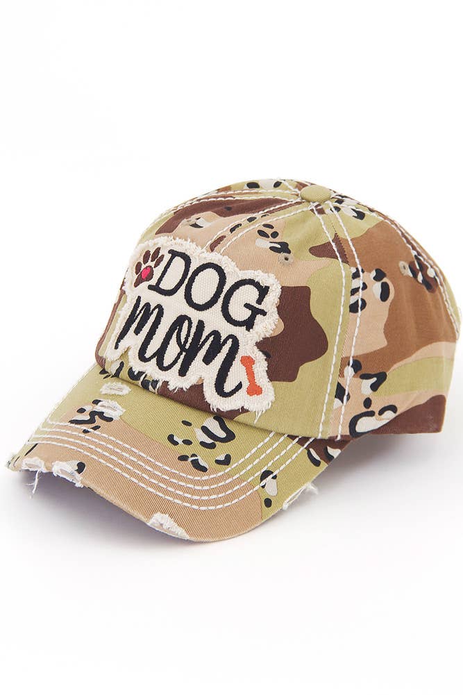 Dog Mom Vintage Baseball Cap: Hot Pink