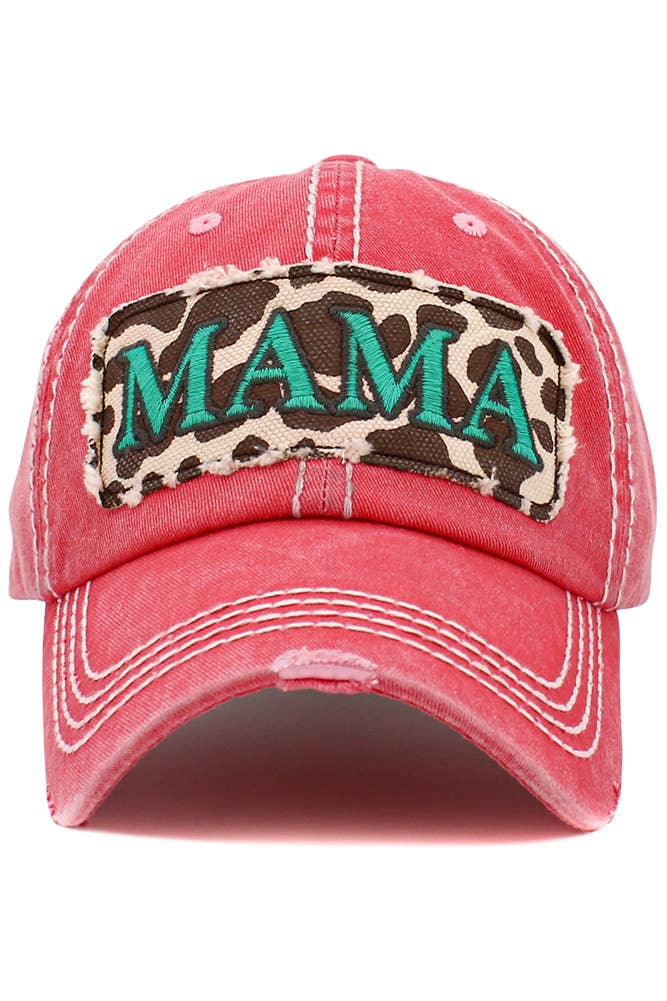 MAMA Leopard Vintage Baseball Cap: Black