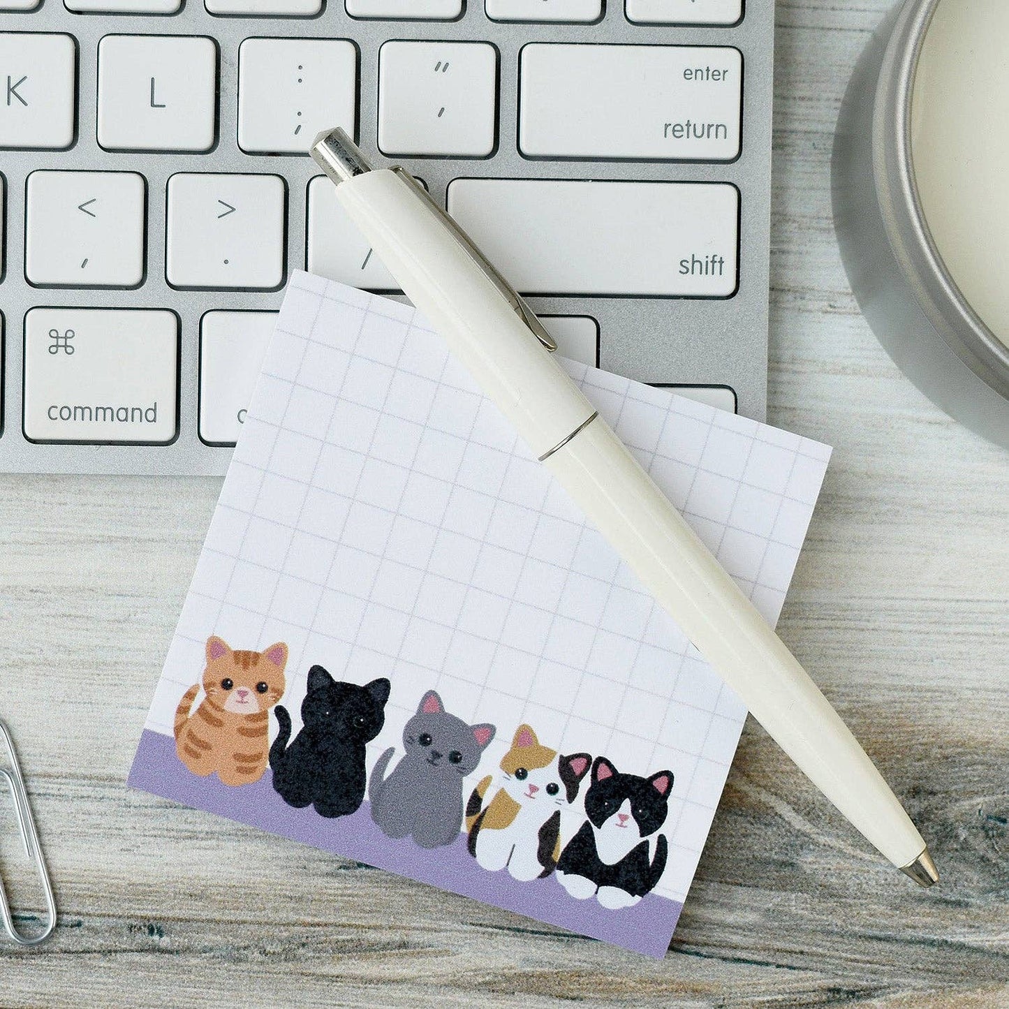 CUTE CATS ON GRID STICKY NOTES