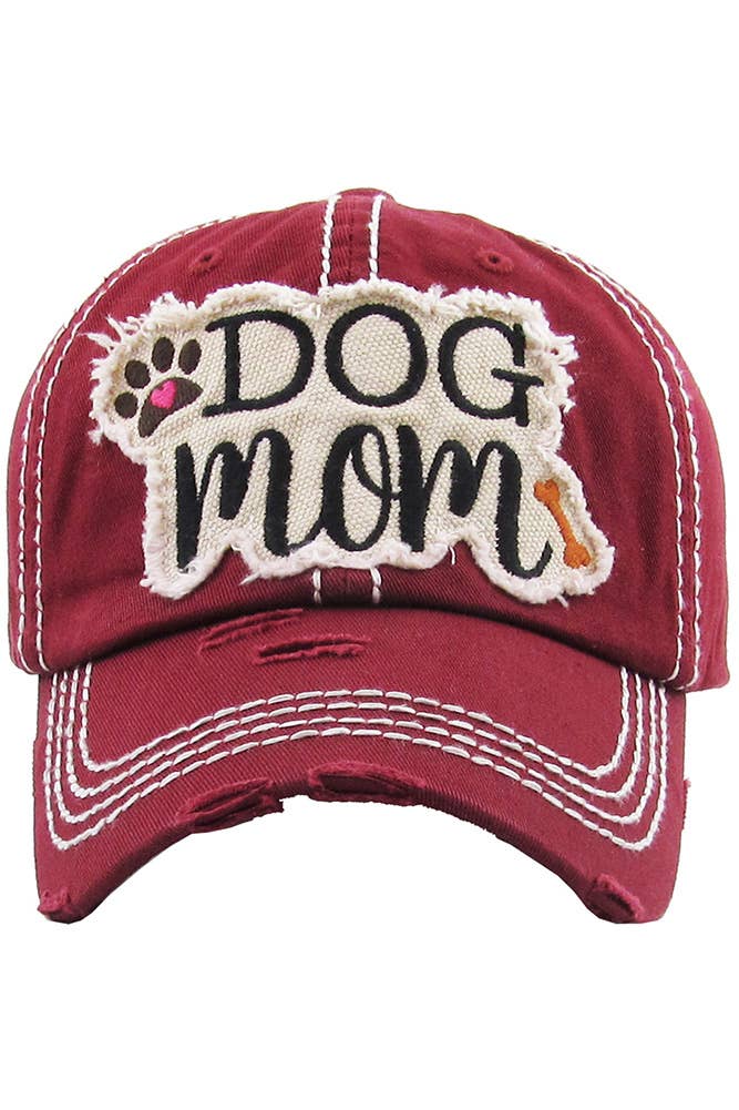 Dog Mom Vintage Baseball Cap: Hot Pink