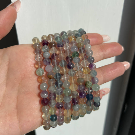 Rainbow Fluorite Crystal Beaded Bracelet