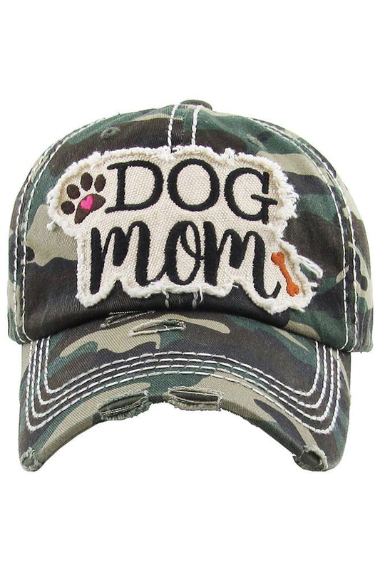 Dog Mom Vintage Baseball Cap: Camo