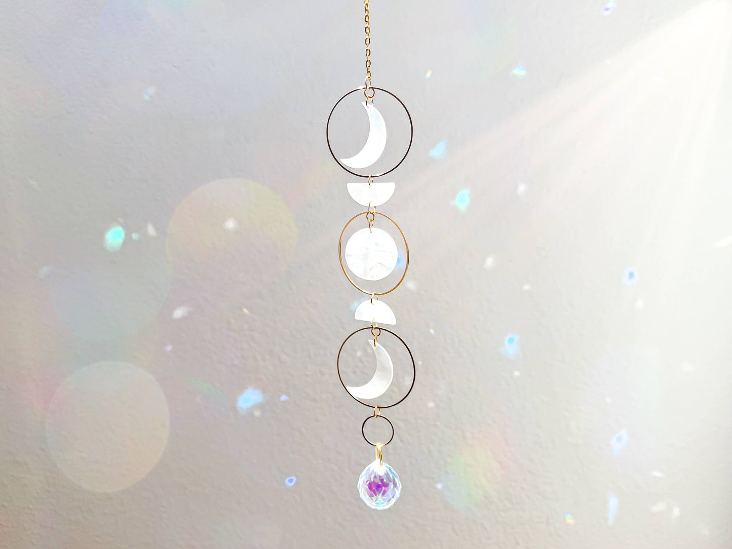 Moon Phase Crystal Suncatcher Rainbow Prism