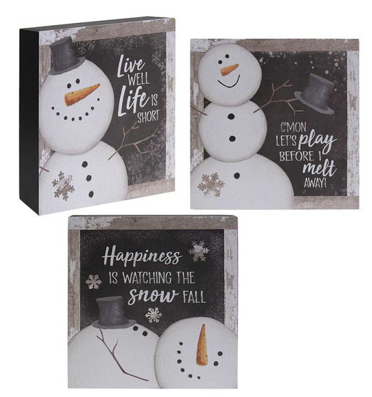 Happy Snowman Box Sign