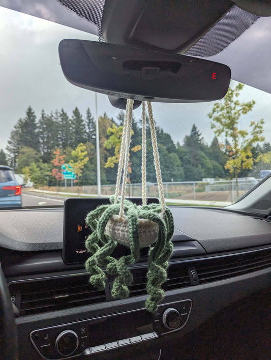 Crochet Succulent Plant Car Rear View Mirror Hanging Pendant