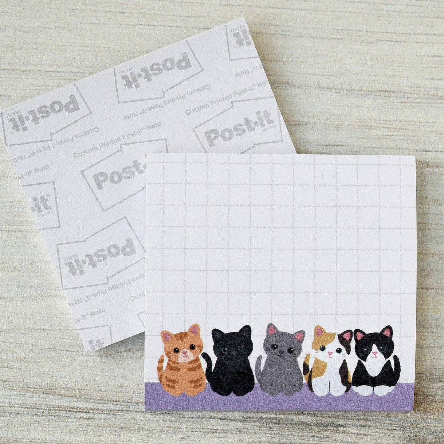 CUTE CATS ON GRID STICKY NOTES
