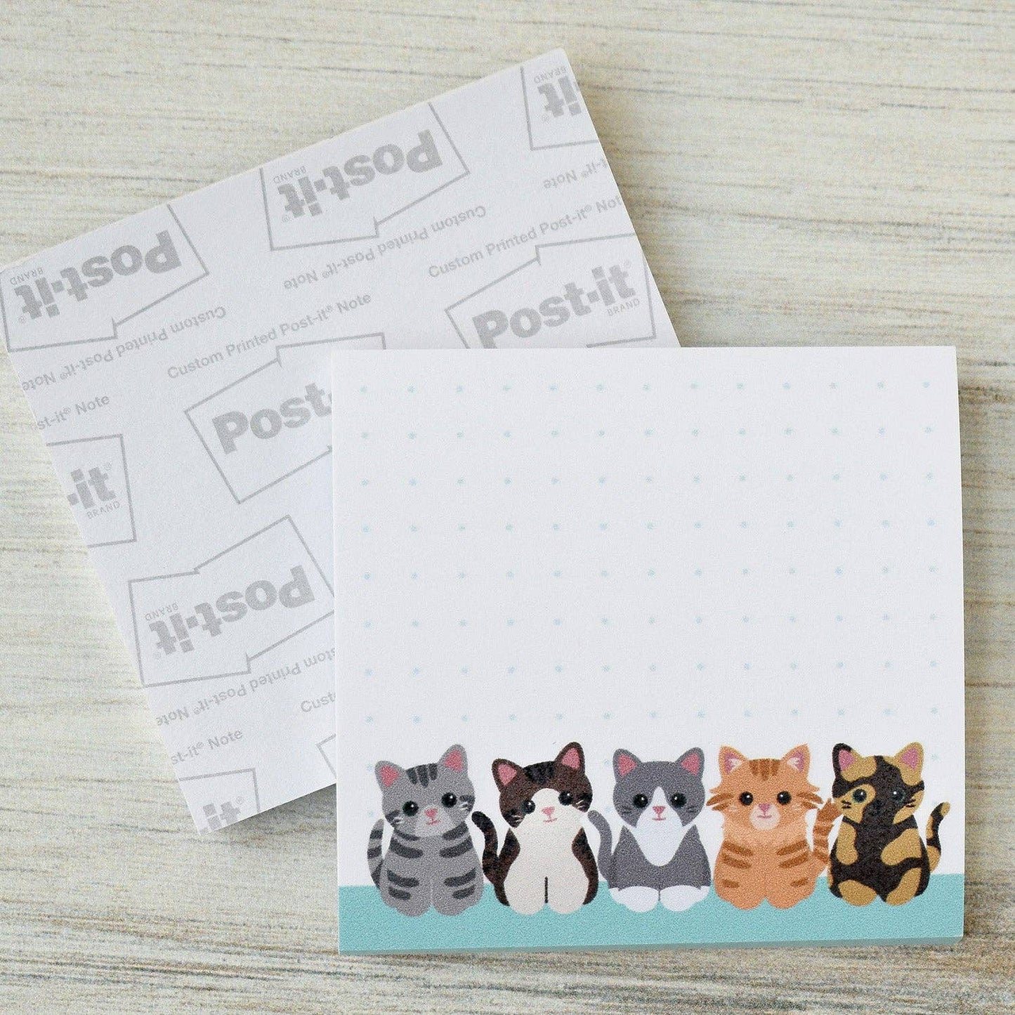 CUTE CATS ON DOTTED GRID STICKY NOTES