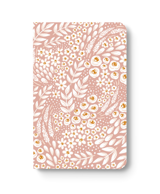 WHITE AND MAUVE FLORAL DOTTED NOTEBOOK