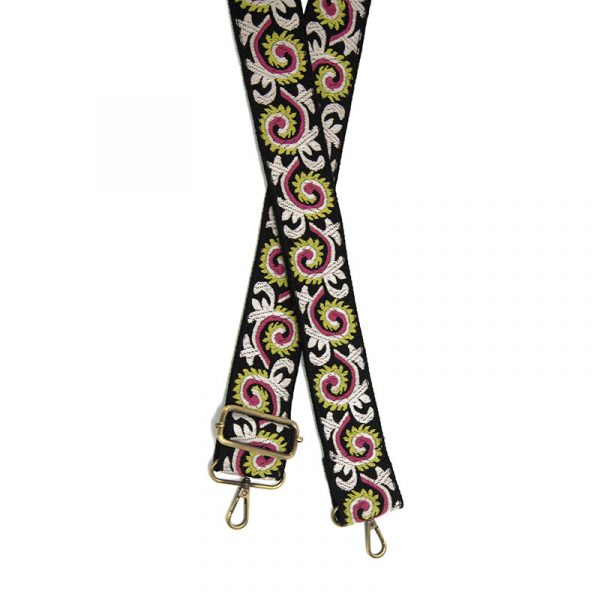 2" LEMONGRASS ABSTRACT VINES EMBROIDERED GUITAR STRAP
