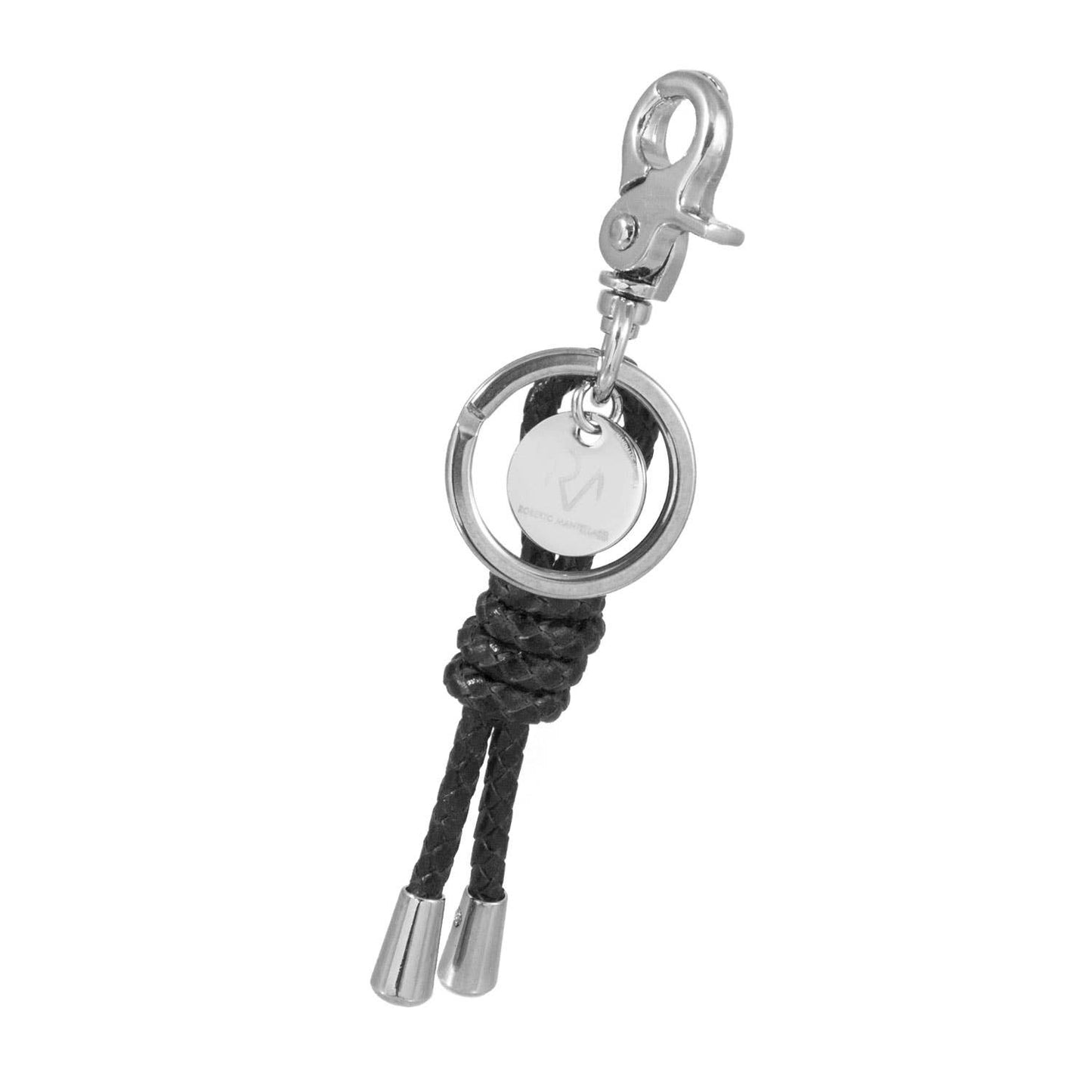 BRAIDED & KNOTTED LEATHER PURSE CHARM BLACK