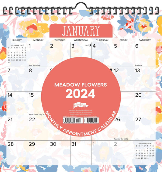 Meadow Flowers 2024 Spiral Wall Calendar