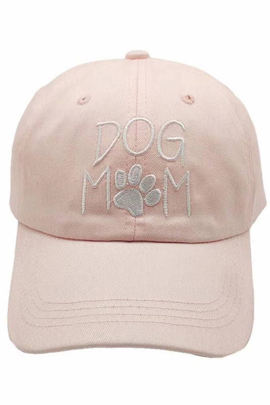 DOG MOM Baseball Cap: Pink