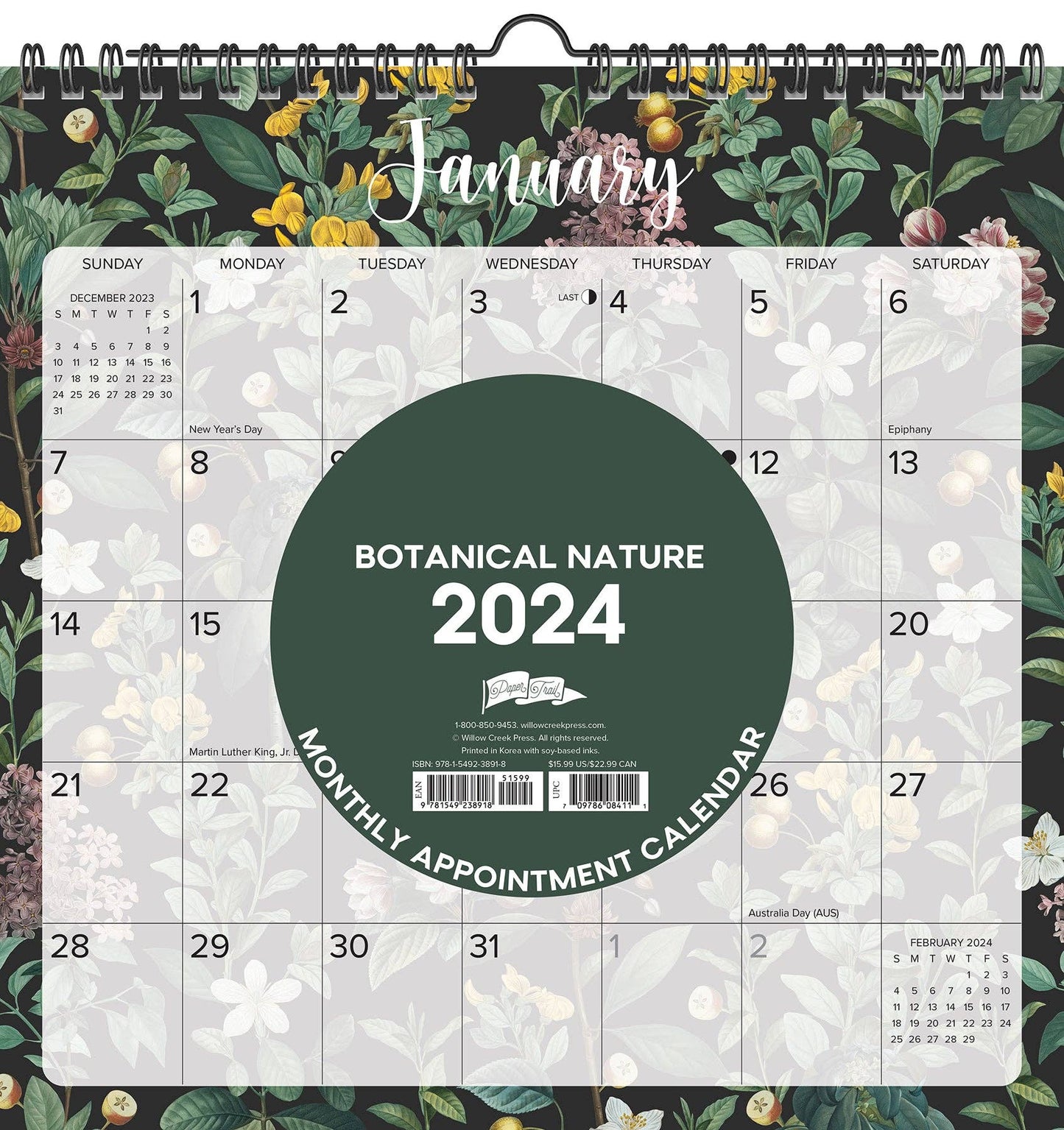 Botanical Nature 2024 Spiral Wall Calendar