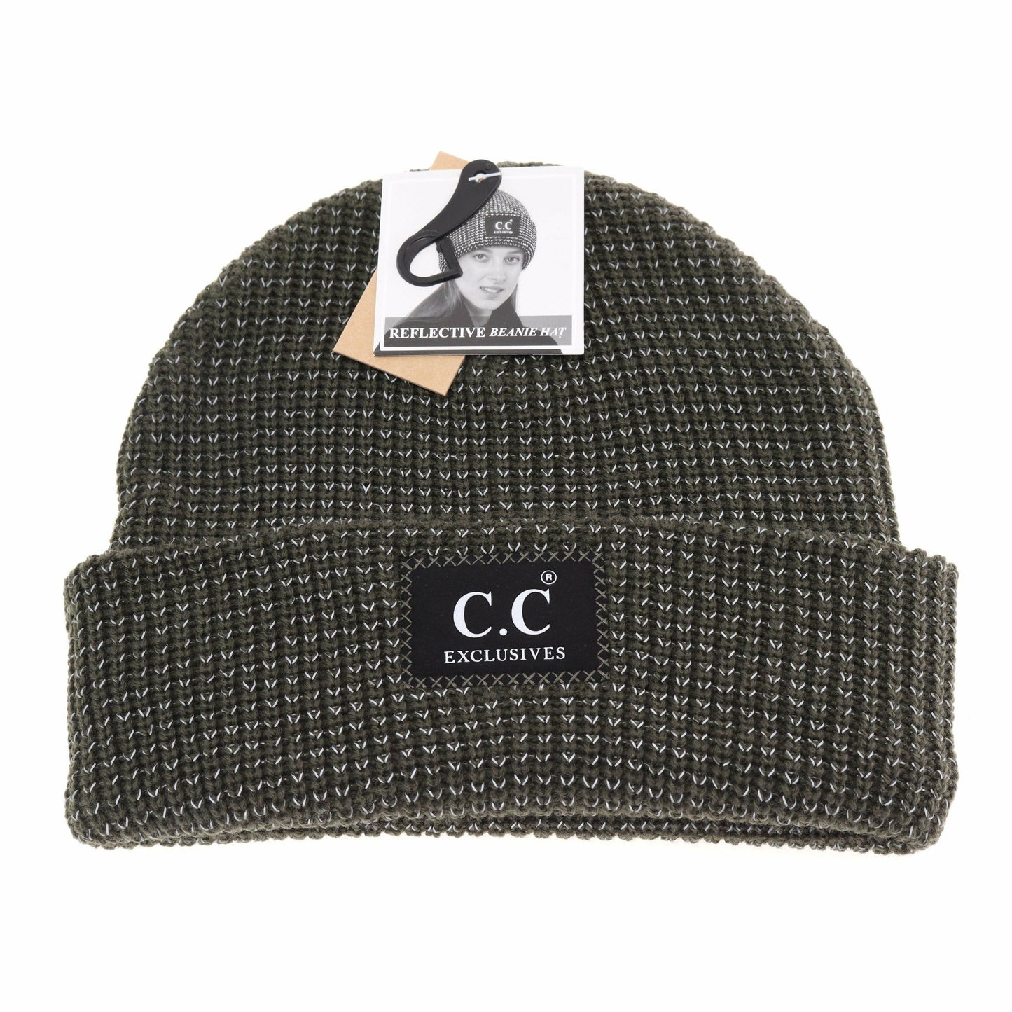 Reflective Solid Unisex C.C Beanie Moss