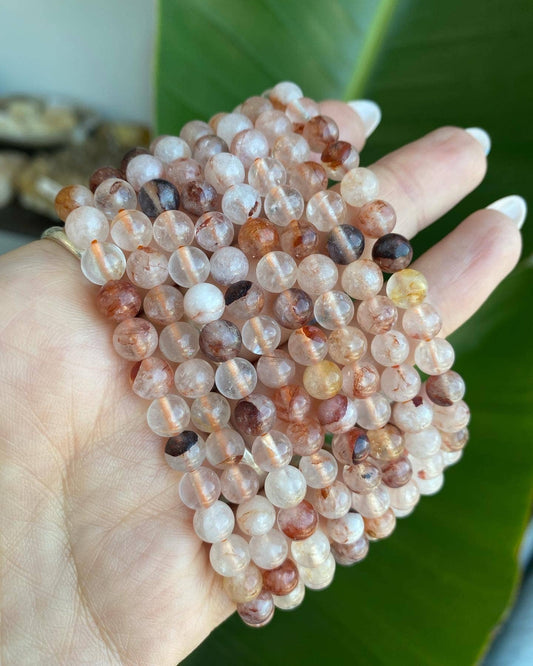 Fire Quartz Crystal Beaded Bracelet